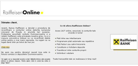 Atac phishing la clientii Raiffeisen Bank