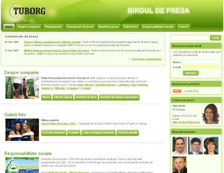 Tuborg Romania si-a facut birou de presa online