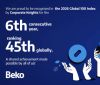 Beko, pe locul 1 în industria bunurilor de folosință îndelungată în clasamentul de sustenabilitate Corporate Knights Global 100