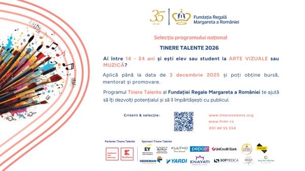 Fundația Regală Margareta a României dă startul selecției naționale pentru bursele Tinere Talente 2026 