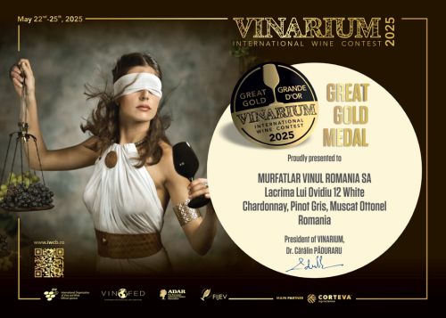 Nouă medalii pentru Murfatlar Vinul, inclusiv o distincție de aur la VINARIUM 2025