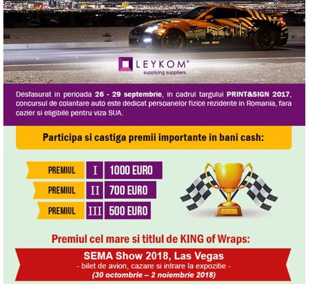 Premii de 2.200 euro in cash pentru cele mai bune colantari si o participare la Sema Show, Las Vegas