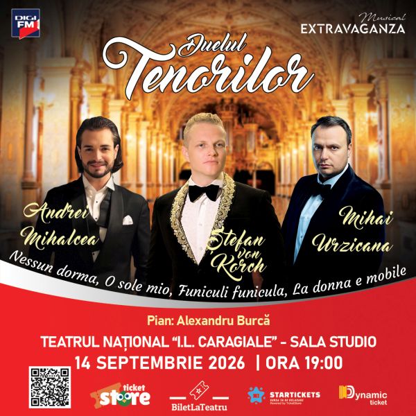 „DUELULUI TENORILOR” 2026, cu ŞTEFAN von KORCH şi invitaţii, pe 14 septembrie la Teatrul Naţional