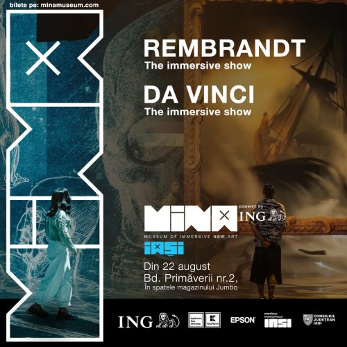 MINA Iași lansează două noi spectacole imersive dedicate lui Rembrandt și Leonardo da Vinci 