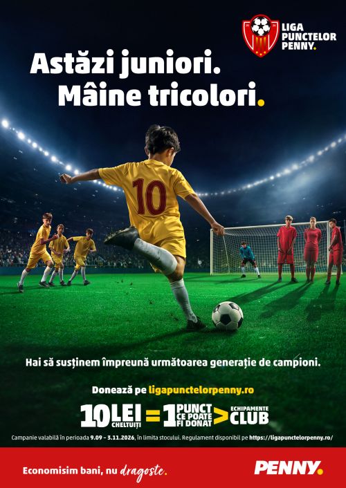 ,,Astazi juniori, maine tricolori" Gheorghe Hagi. PENNY și DDB România susțin tricolorii de mâine prin cea de-a patra ediție a programului ,,Liga Punctelor PENNY”