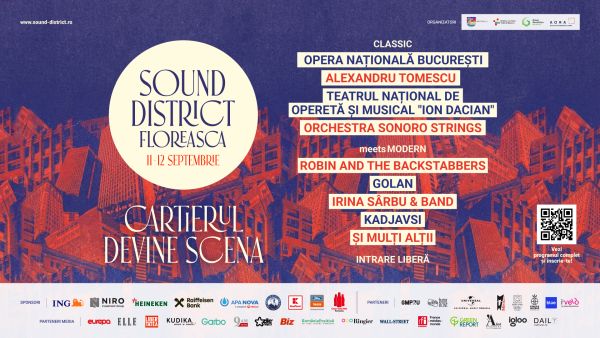 Sound District Floreasca de la Bucuresti debutează în Parcul Verdi, vineri, 11 septembrie, cu Teatrul de Operetă „Ion Dacian” și Robin and the Backstabbers 